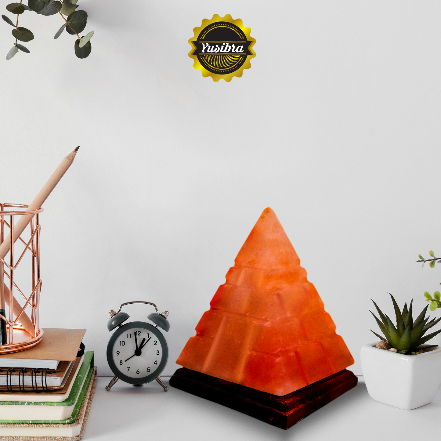 Lámpara de Sal Del Himalaya Figura Pirámide Punta Lisa | Con cable Regulador y Focos