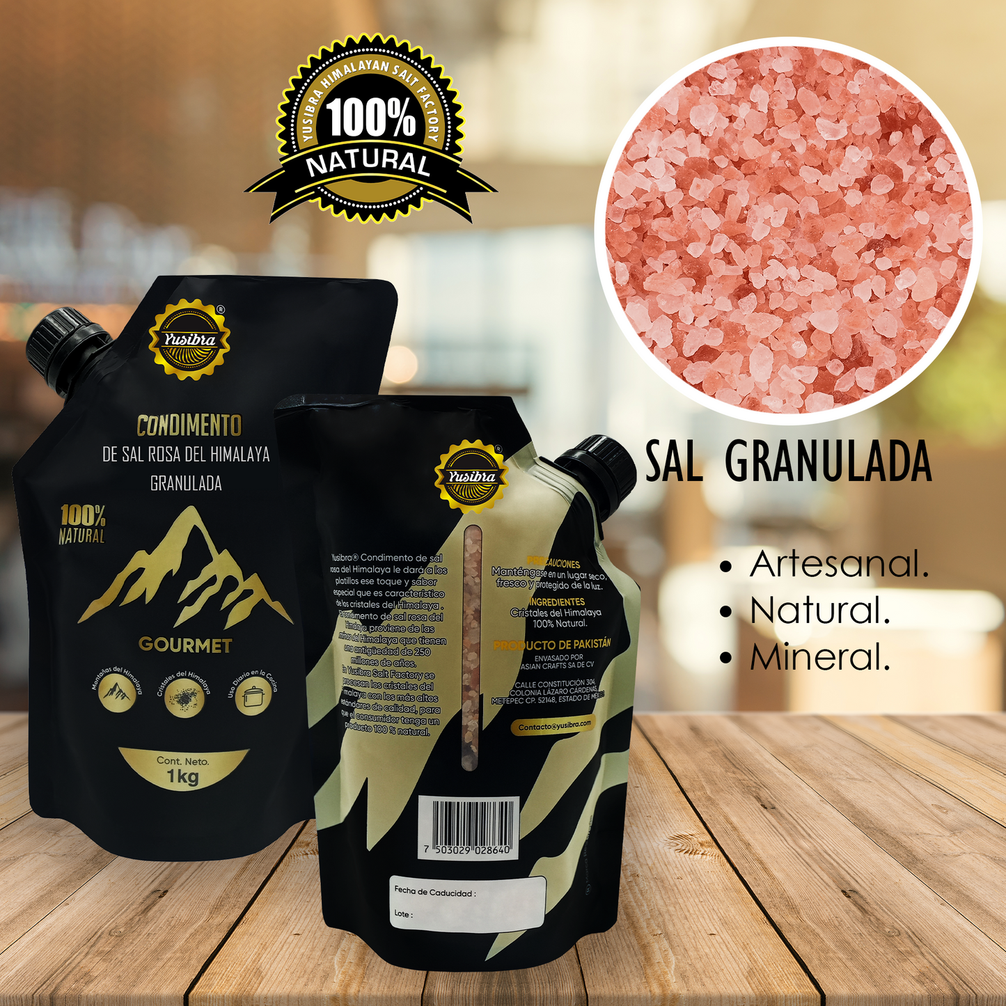 50 kg de Sal del Himalaya GRANULADA | Sal Rosa del Himalaya Cristalizada Yusibra