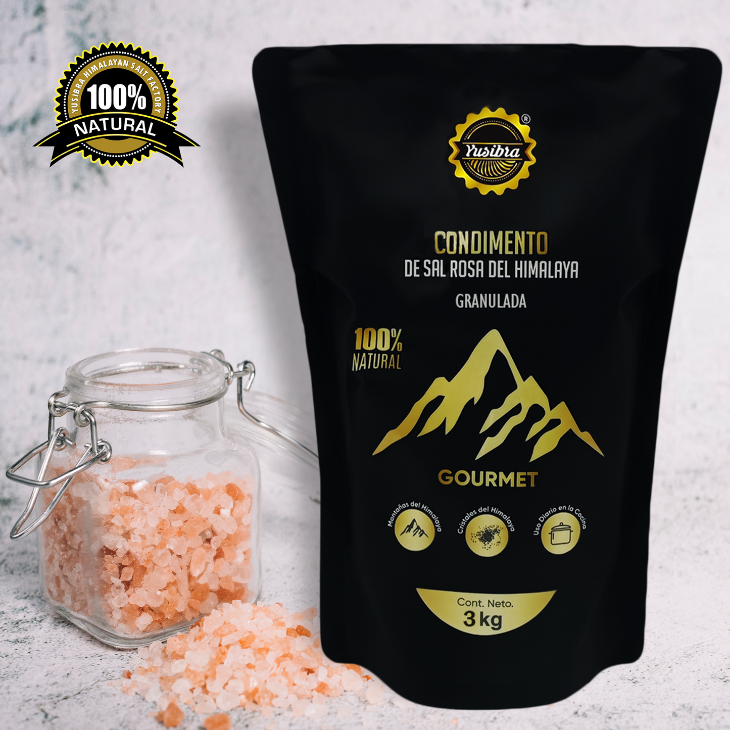 10 bolsas 3KG cada uno de Sal del Himalaya GRANO CHICO | Sal Rosa del Himalaya Cristalizada Yusibra