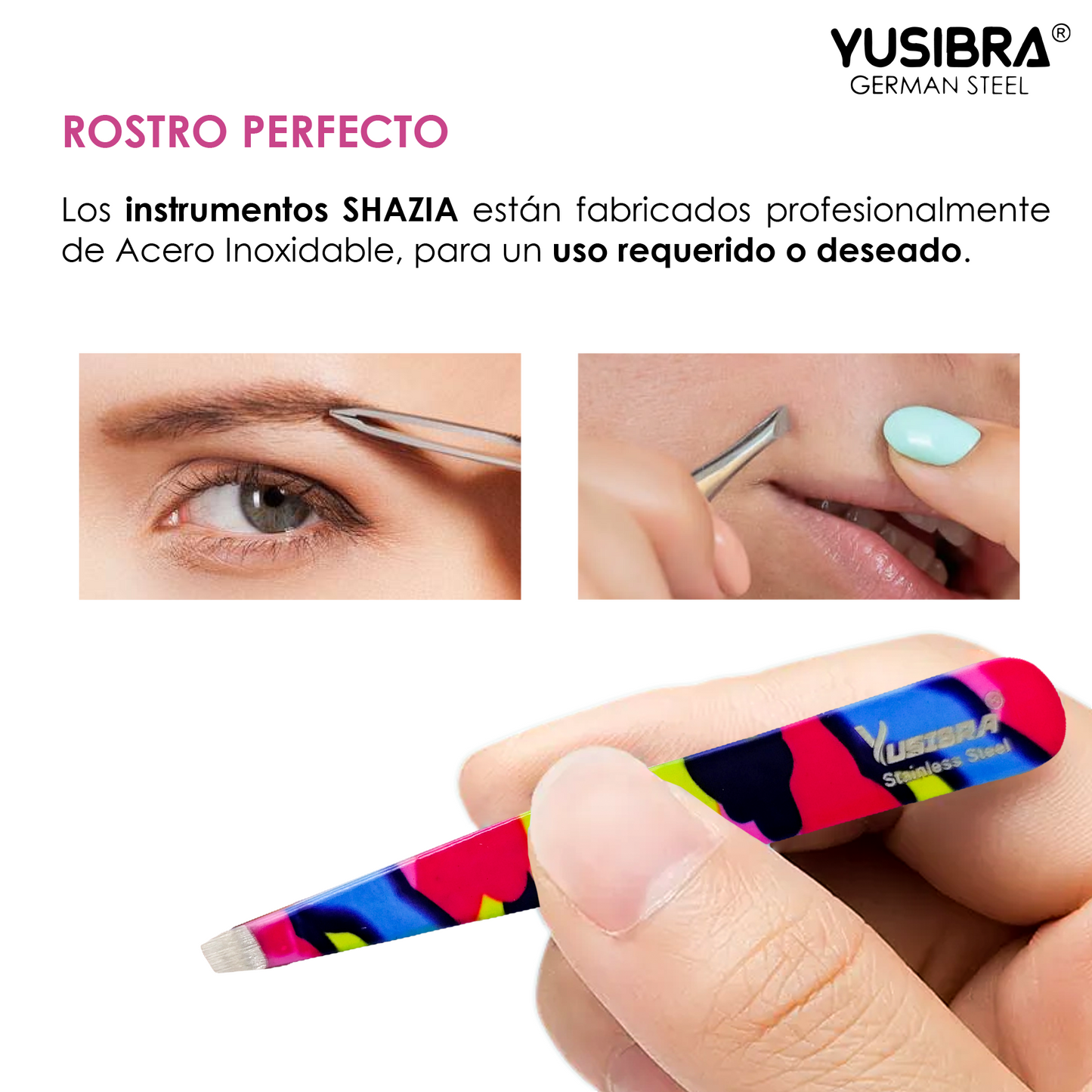 Pinzas Profesionales de Acero Inoxidable para Ceja y/o Depilación Facial | Herramienta Esencial para Tu Rutina de Belleza | PINZA DEPILAR MULTI PAPER ART. 251