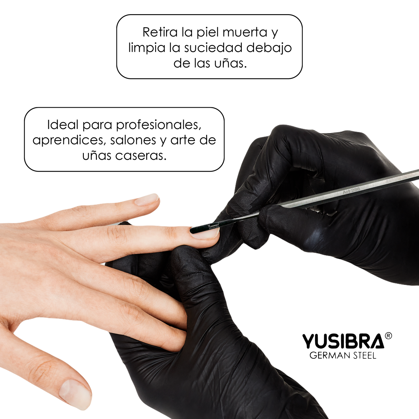 Bisturí De Acero Inoxidable Dos Caras | Empujador Removedor De Cutícula | Manicure y Pedicure Mango Anti derrapante | Art. 288 Punta Elevadora y Pala