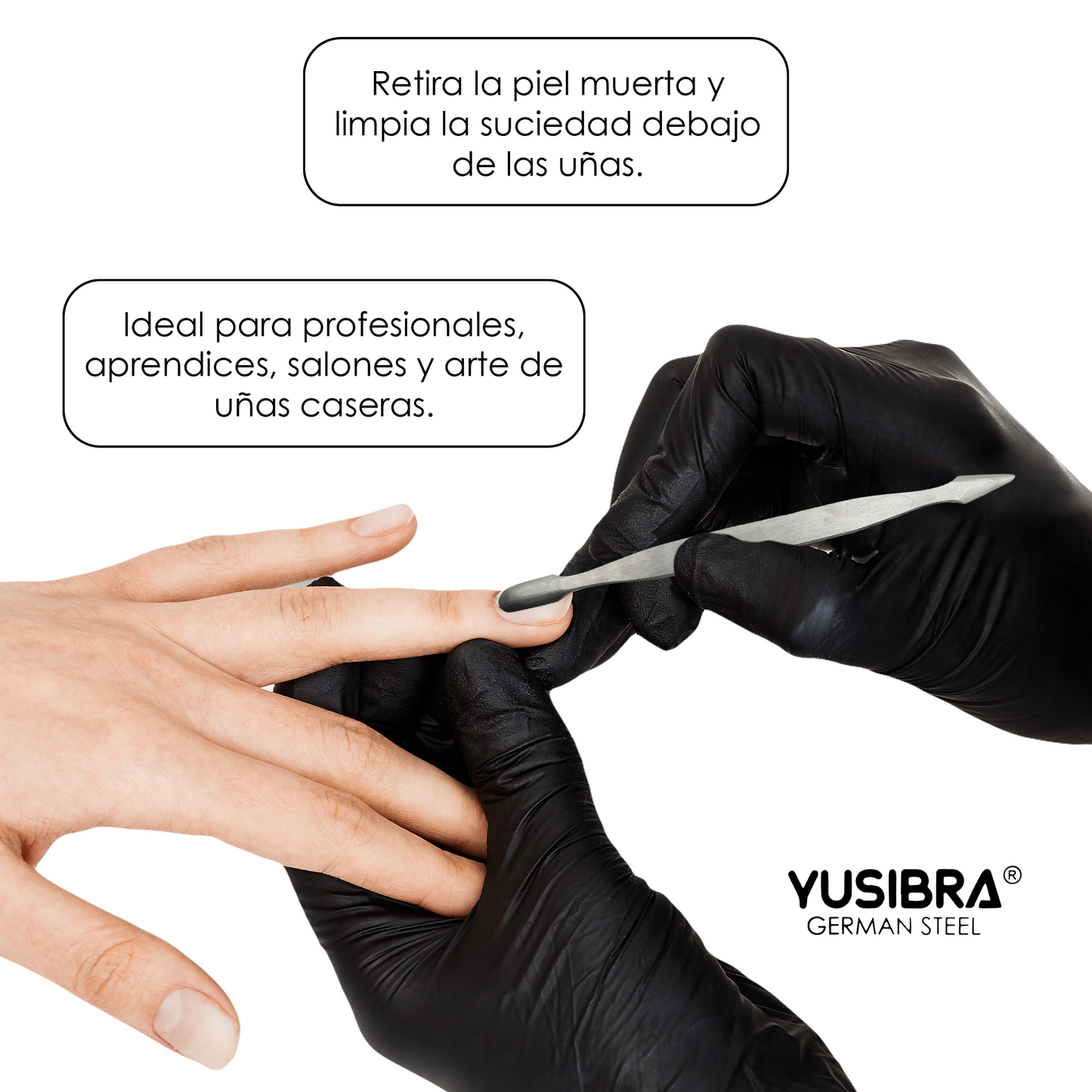 Bisturí De Acero Inoxidable Dos Caras | Empujador Removedor De Cutícula | Manicure y Pedicure Mango Anti derrapante | Art. 289 ECO Punta Flecha y Cuchara