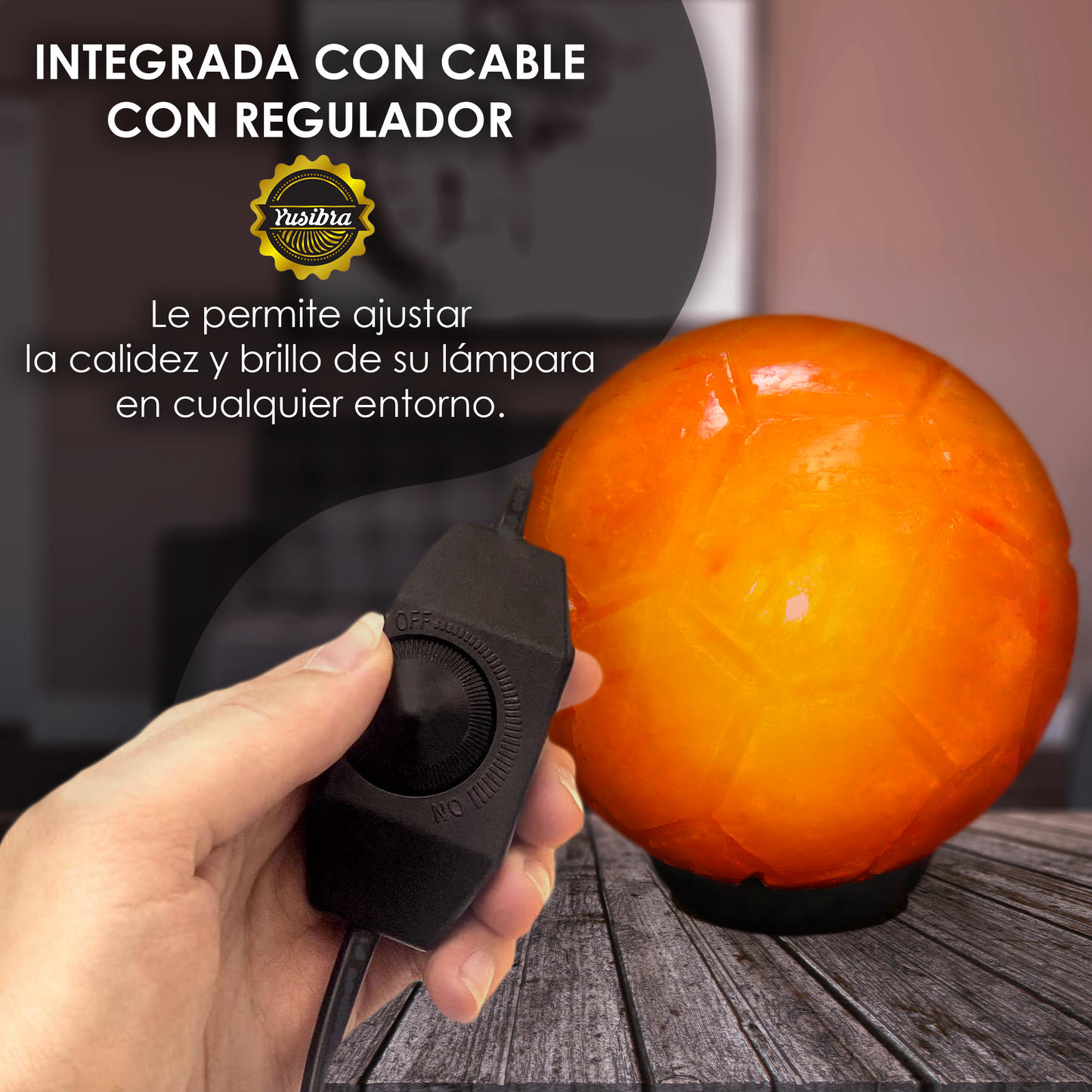 Lámpara de Sal Del Himalaya Figura Balón Soccer | Con cable Regulador y Focos