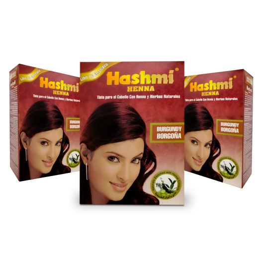 Henna Tinte para Cabello Hashmi (BURGUNDY) 100% Natural | 3 PIEZAS