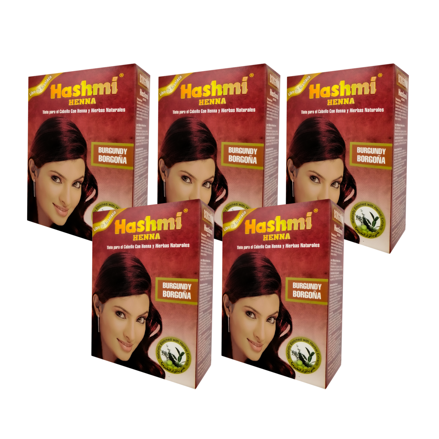 Henna Tinte para Cabello Hashmi (BURGUNDY) 100% Natural | 5 PIEZAS