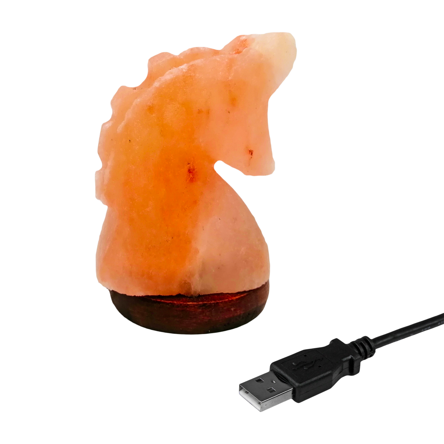 Lámpara de Sal Del Himalaya USB Figura Caballo con Foco LED