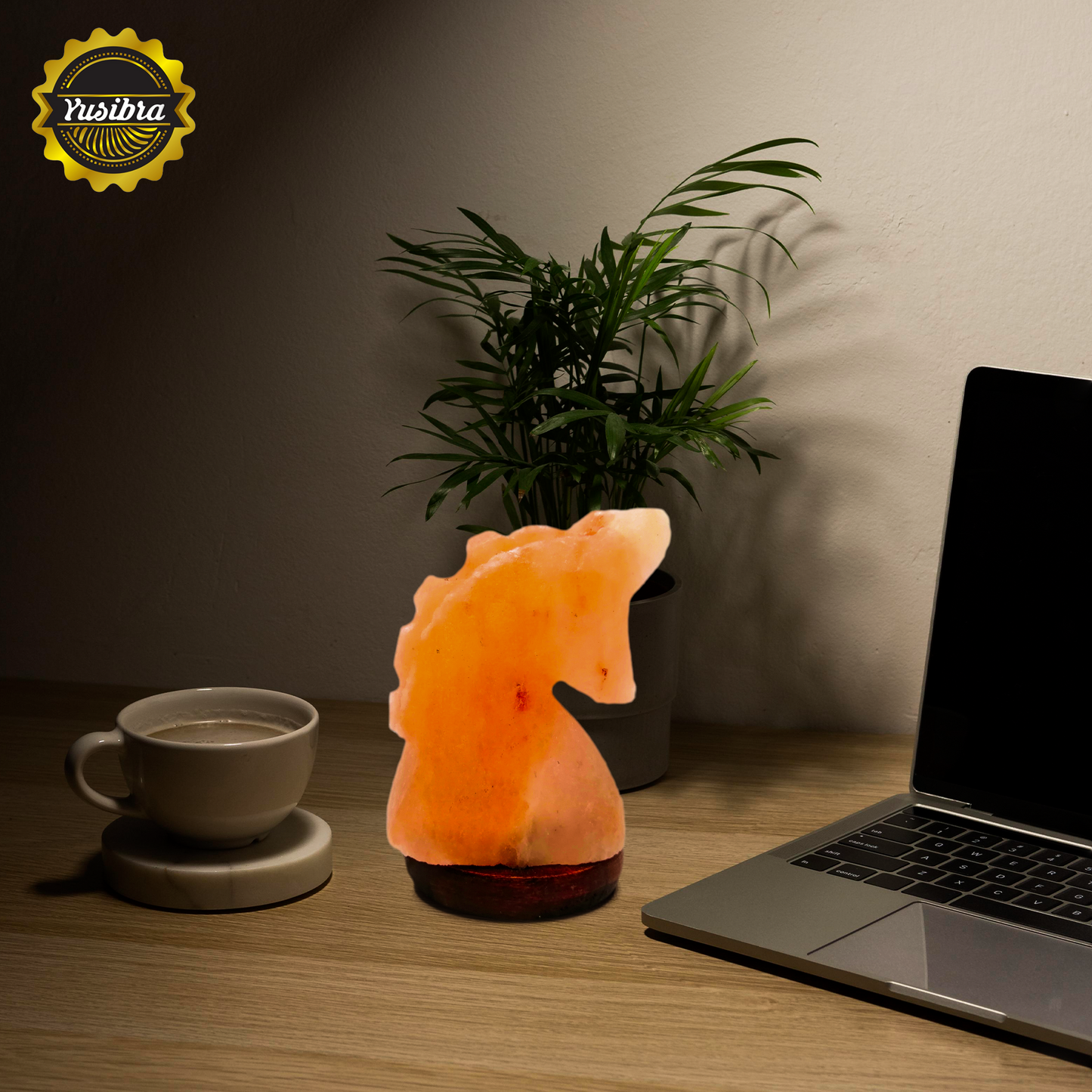 Lámpara de Sal Del Himalaya USB Figura Caballo con Foco LED