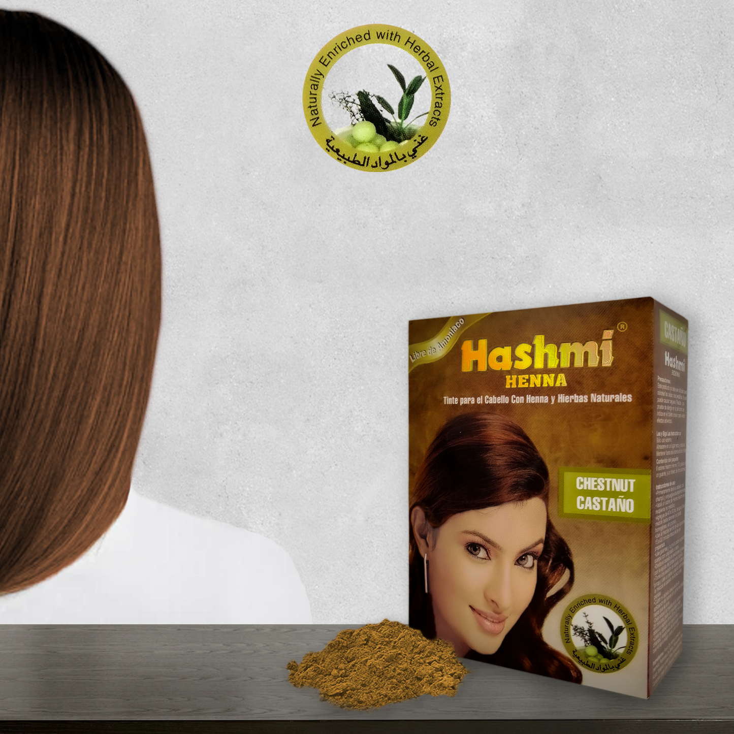 Henna Tinte para Cabello Hashmi (CASTAÑO) 100% Natural | 5 PIEZAS