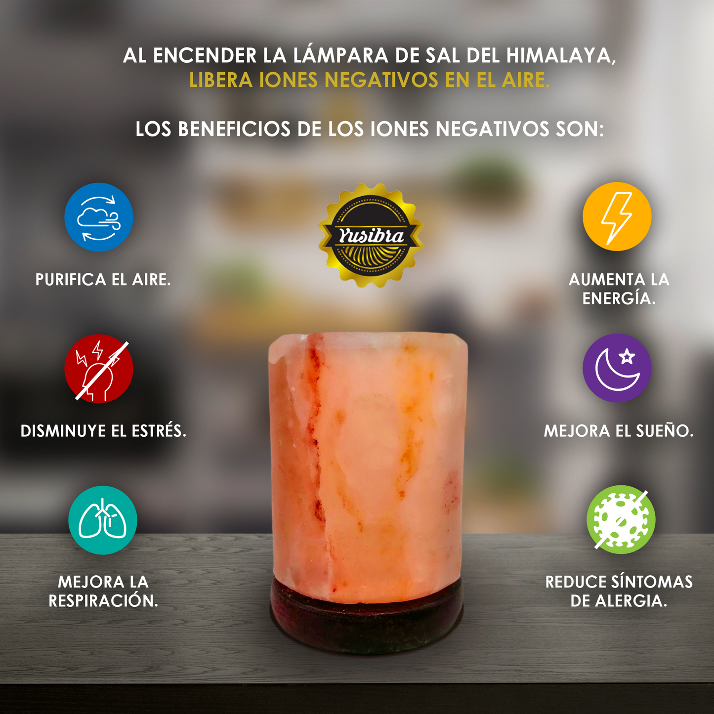 Lámpara de Sal Del Himalaya USB Figura Cilindro con Foco LED