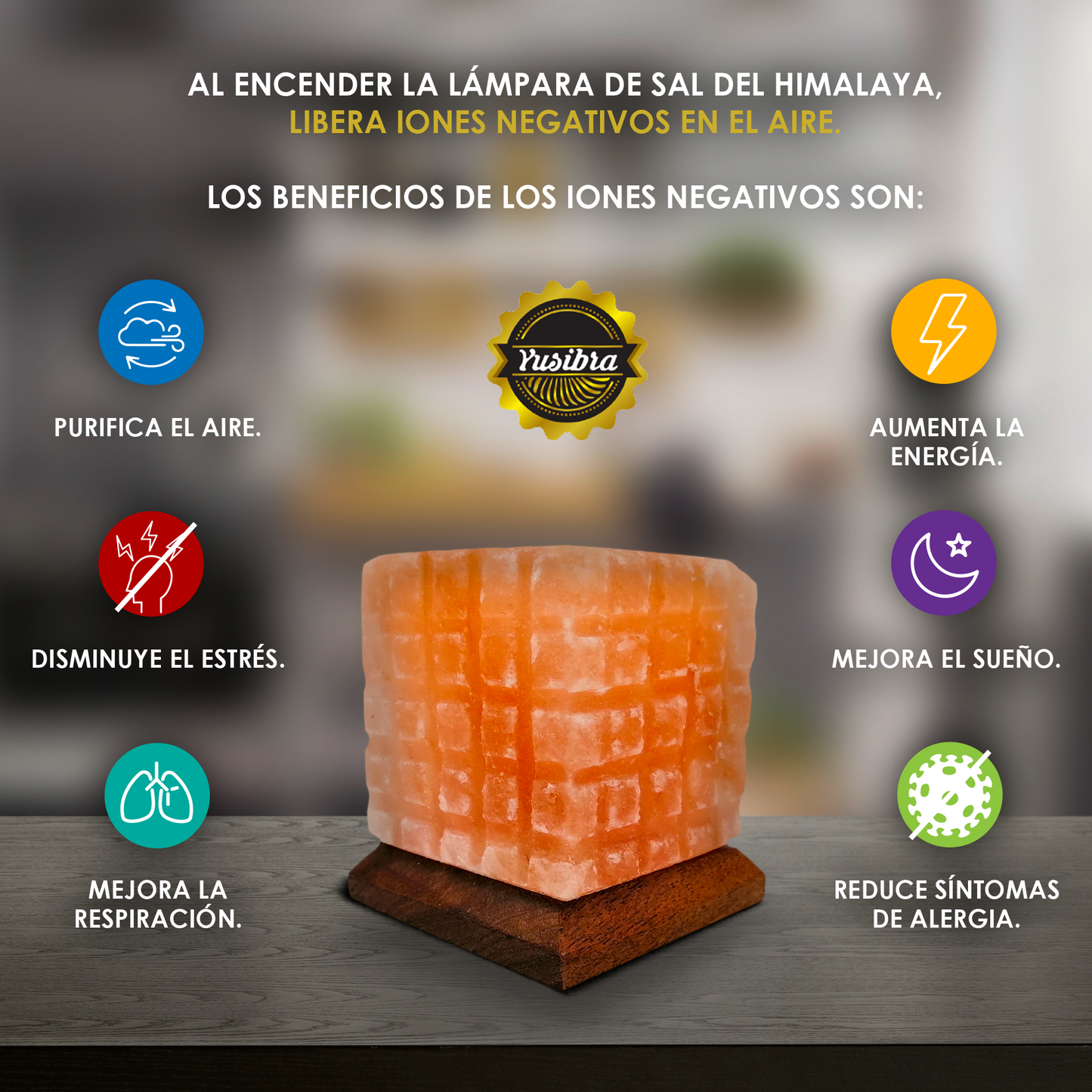 Lámpara de Sal Del Himalaya USB Figura Cubo Cuadros con Foco LED