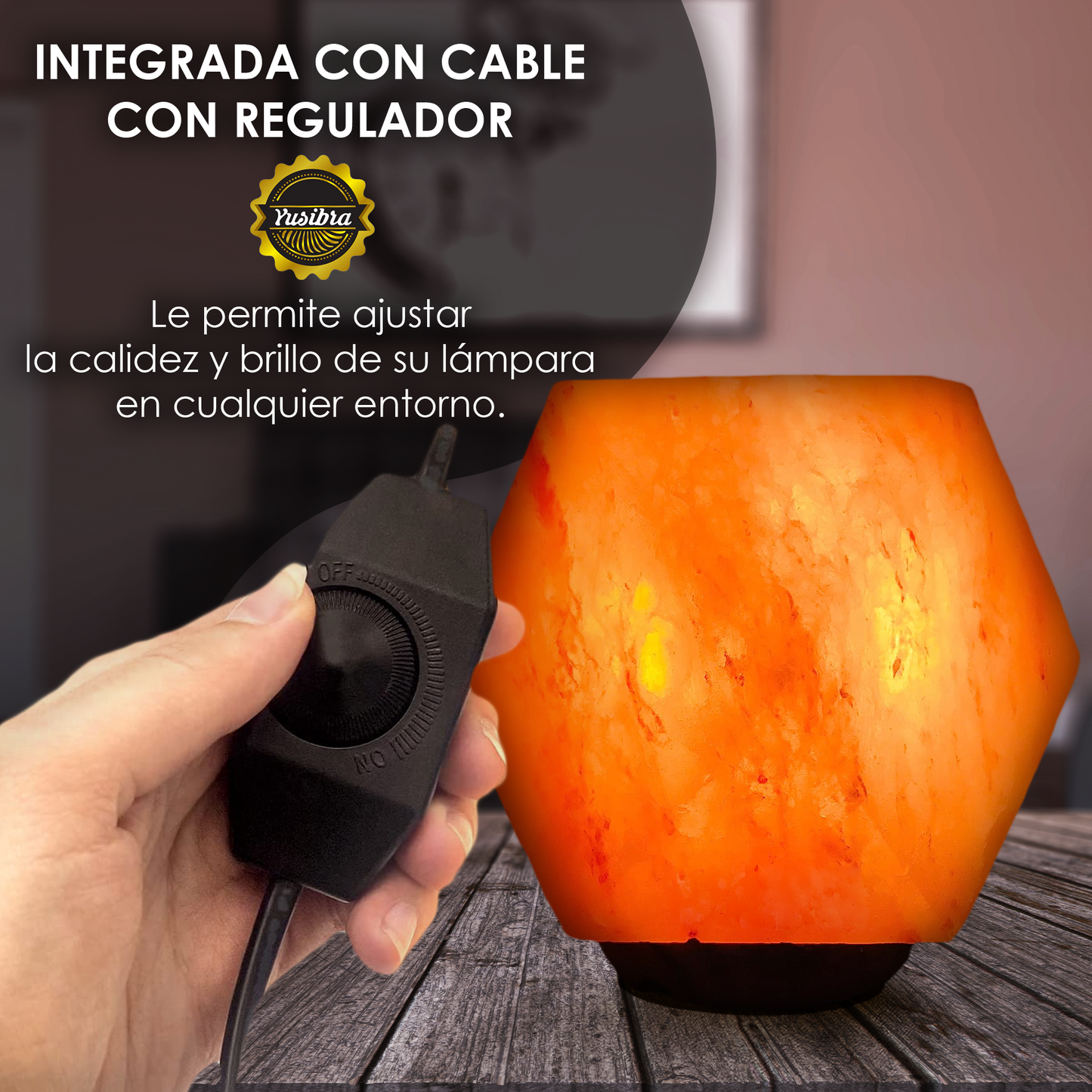 Lámpara de Sal Del Himalaya Figura Diamante | Con cable Regulador y Focos