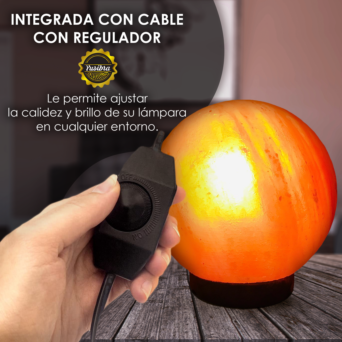 Lámpara de Sal Del Himalaya Figura Esfera | Con cable Regulador y Focos