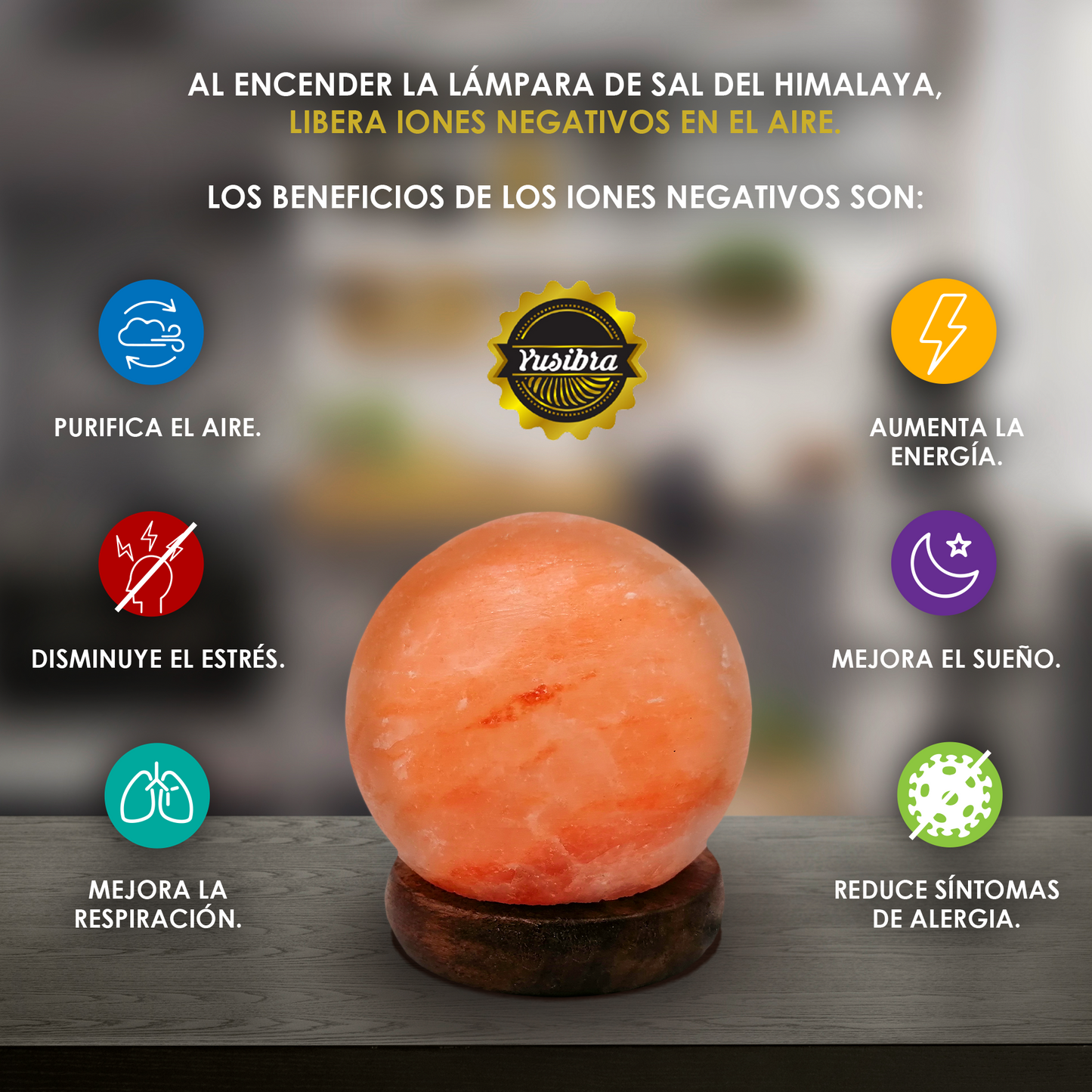 Lámpara de Sal Del Himalaya USB Figura Esfera con Foco LED