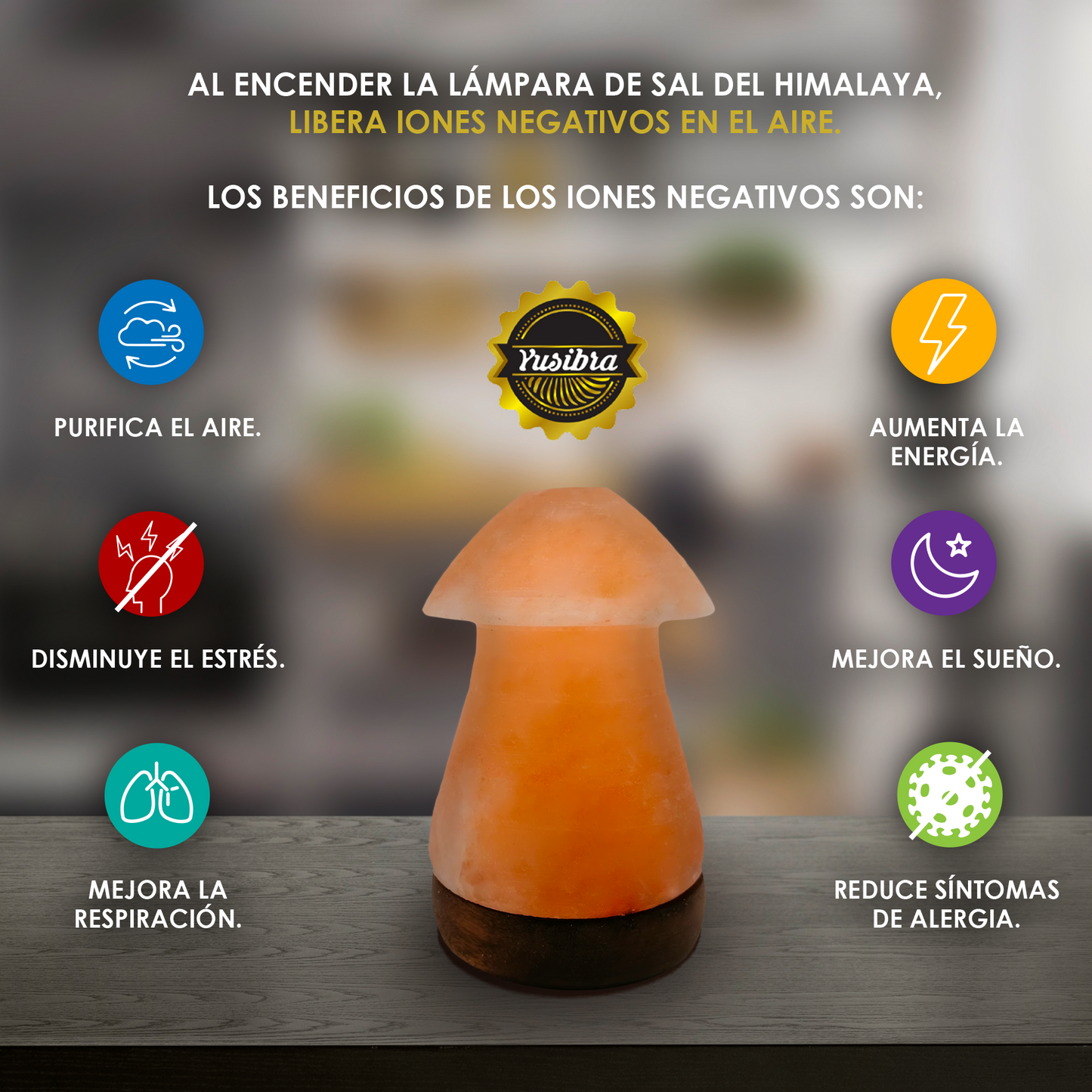 Lámpara de Sal Del Himalaya USB Figura Hongo con Foco LED