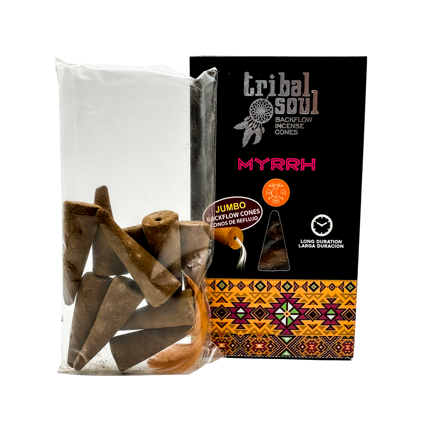 Incienso Tribal Soul Cono Efecto Cascada | Aroma: MYRRH + Porta incienso PLATO | 1 PZ