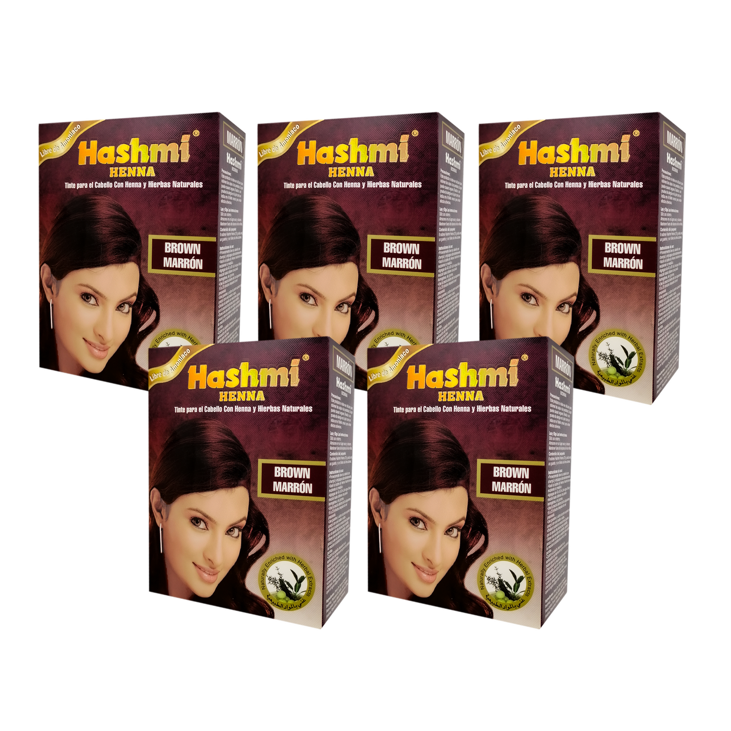 Henna Tinte para Cabello Hashmi (MARRON) 100% Natural | 5 PIEZAS