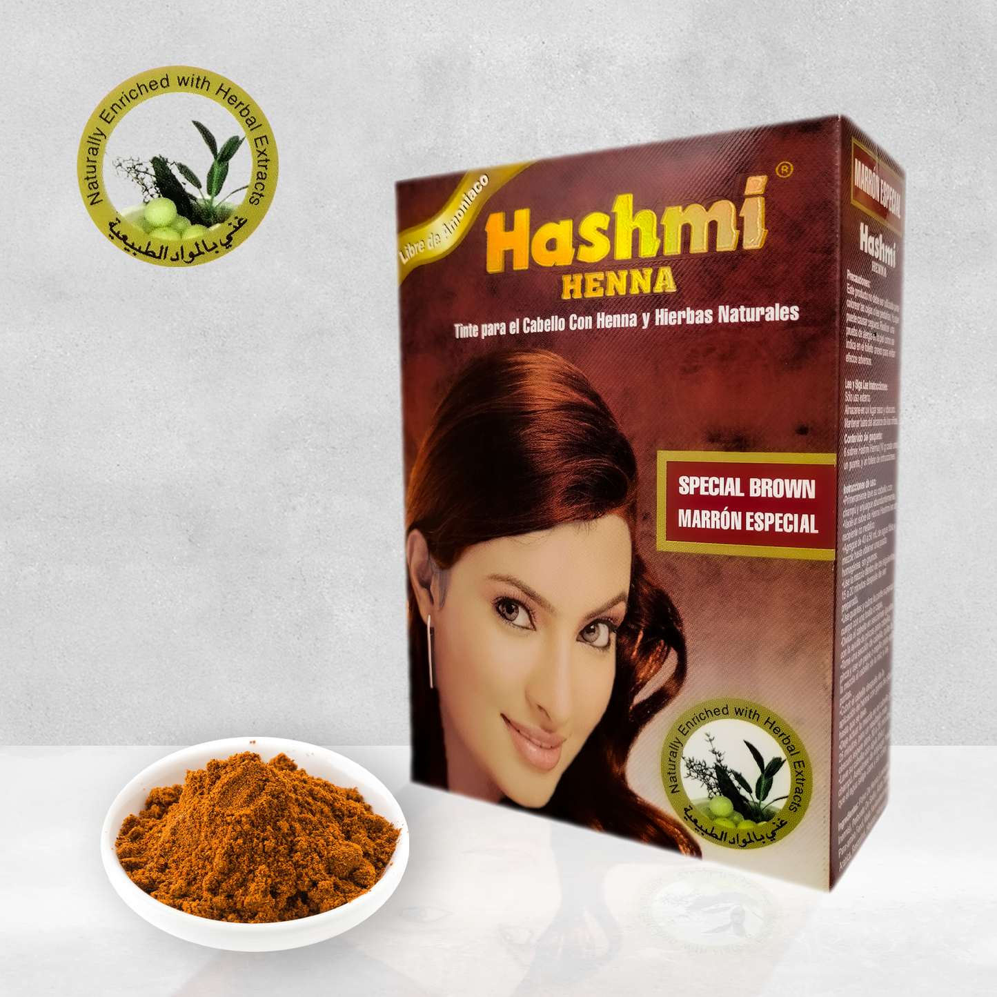 Henna Tinte para Cabello Hashmi (MARRON ESPECIAL) 100% Natural | 3 PIEZAS