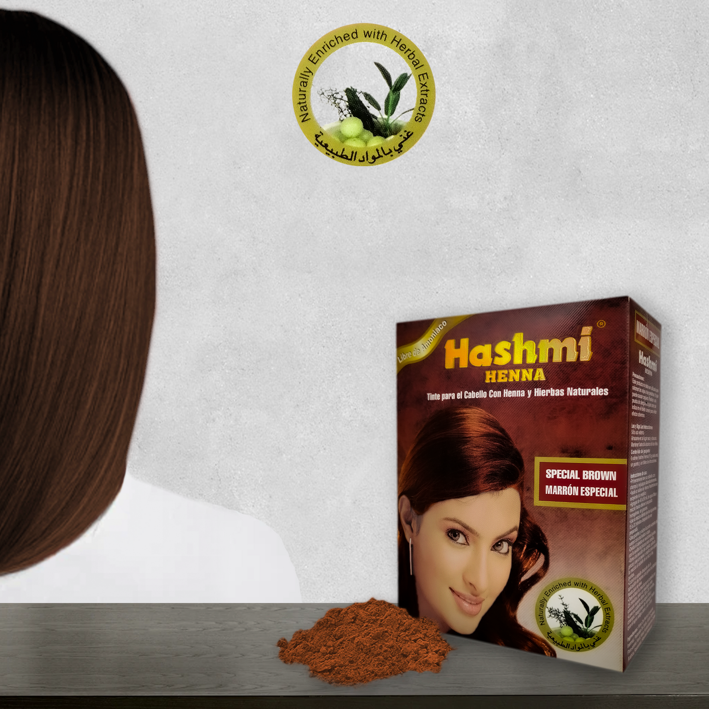 Henna Tinte para Cabello Hashmi (MARRON ESPECIAL) 100% Natural | 1 PIEZA