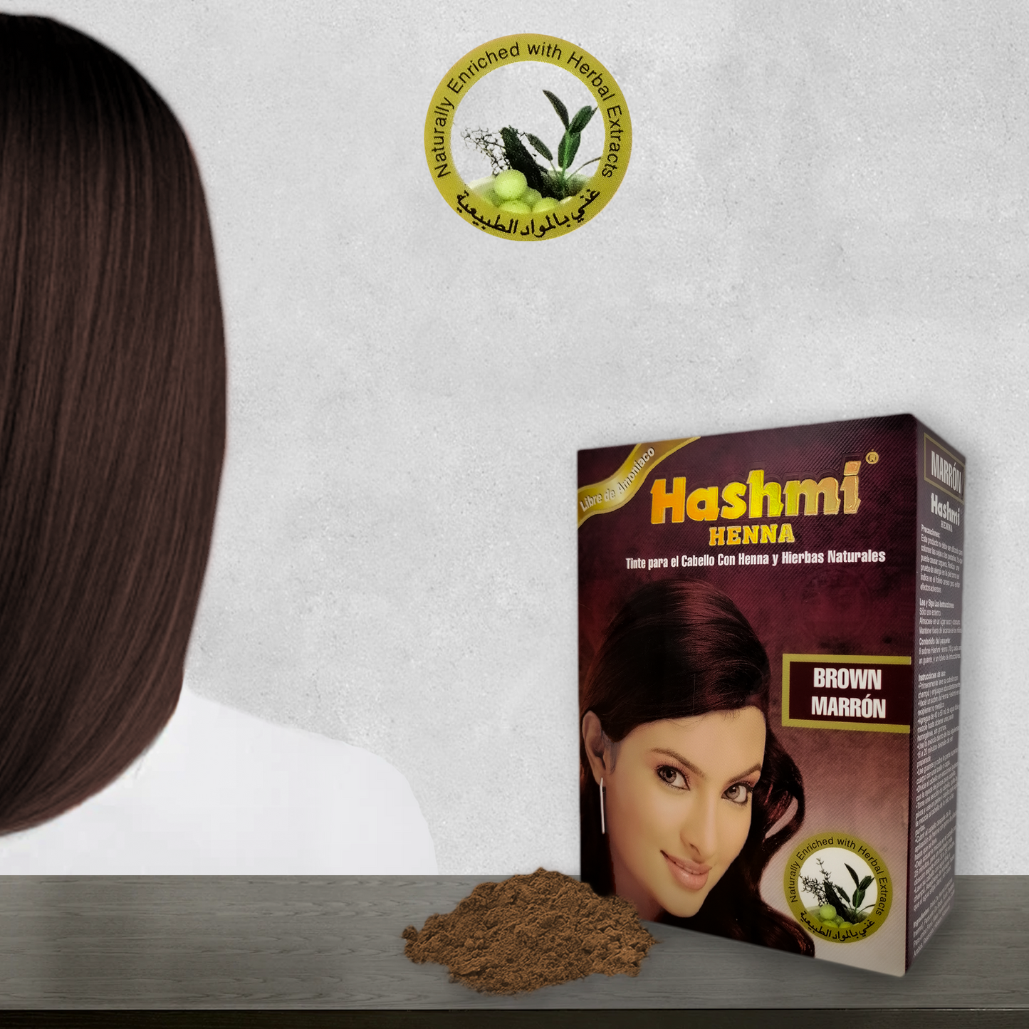 Henna Tinte para Cabello Hashmi (MARRON) 100% Natural | 1 PIEZA