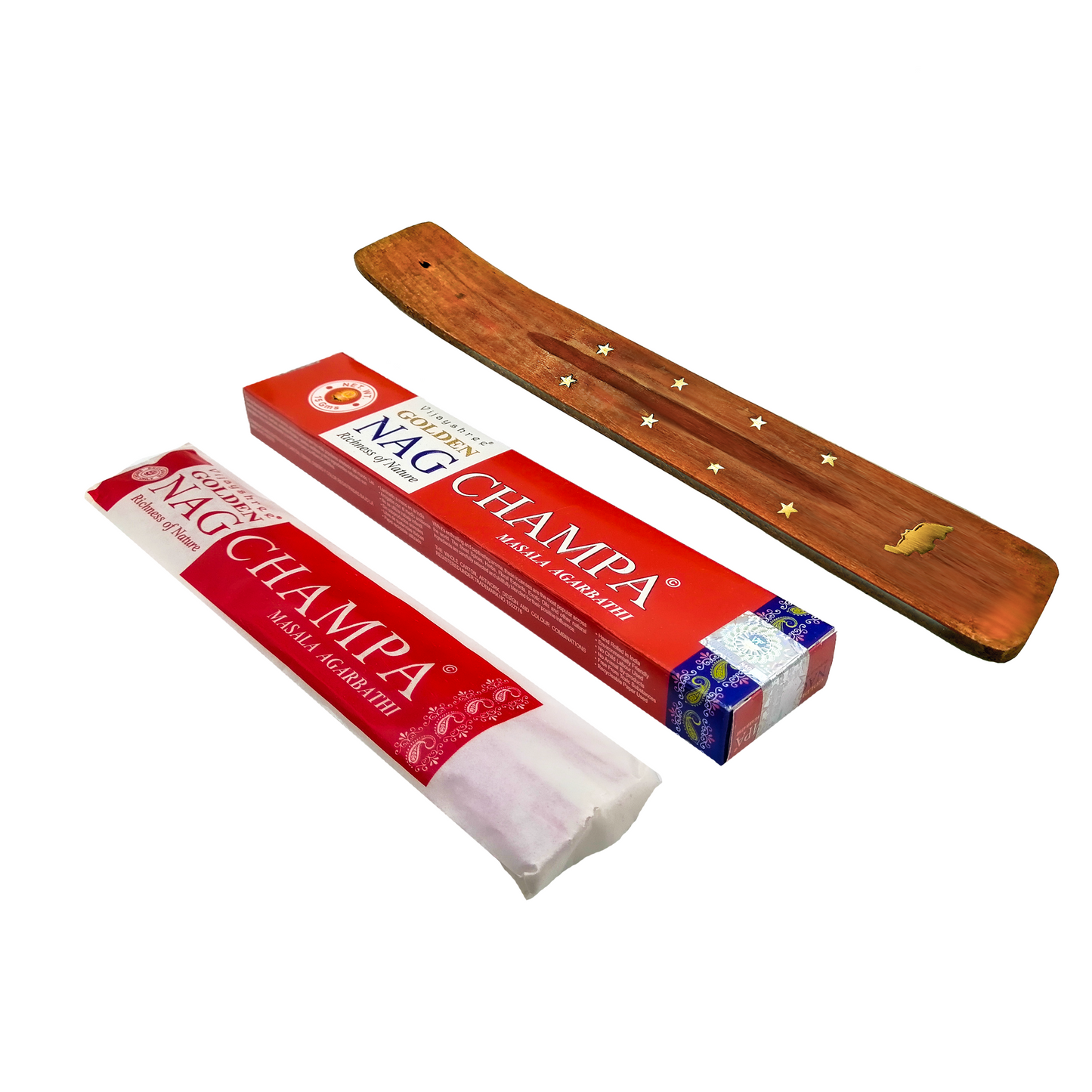 Incienso Nag Champa GOLDEN | Varitas de Incienso | Caja de 12PZ con Porta Incienso TABLITA