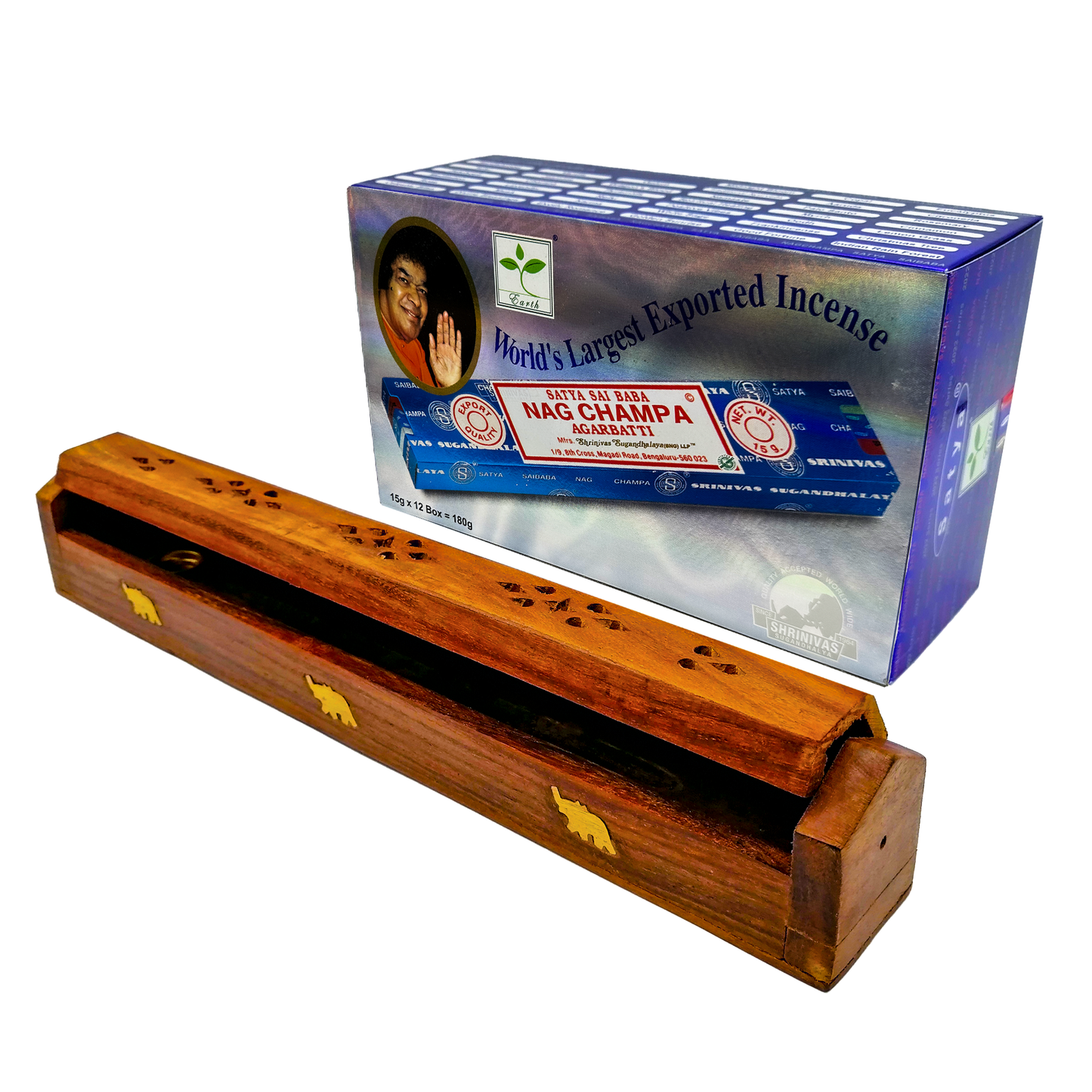 Incienso Nag Champa Agarbatti | Varitas de Incienso | Caja de 12PZ con Porta Incienso COFRE