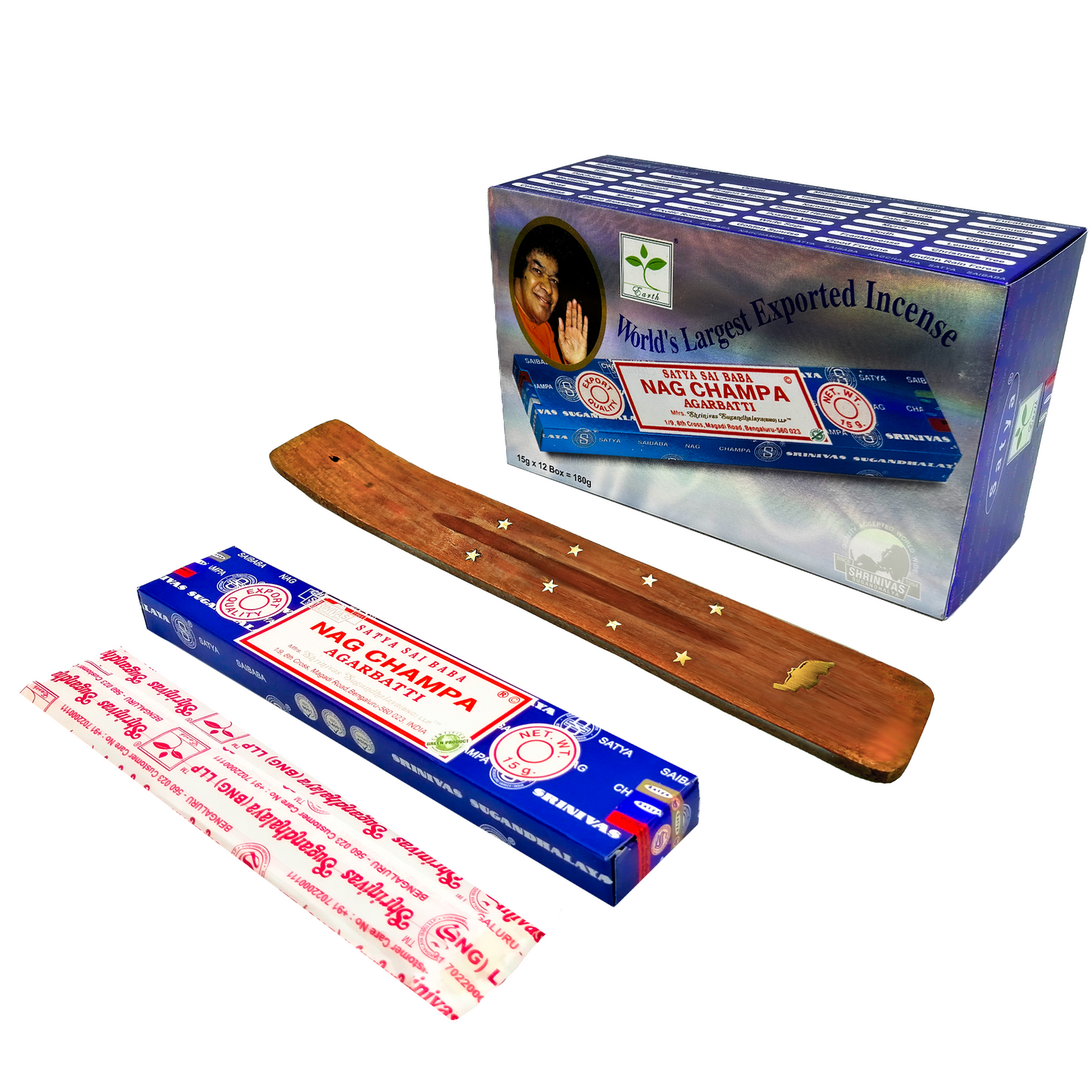 Incienso Nag Champa Agarbatti | Varitas de Incienso | Caja de 12PZ con Porta Incienso TABLITA