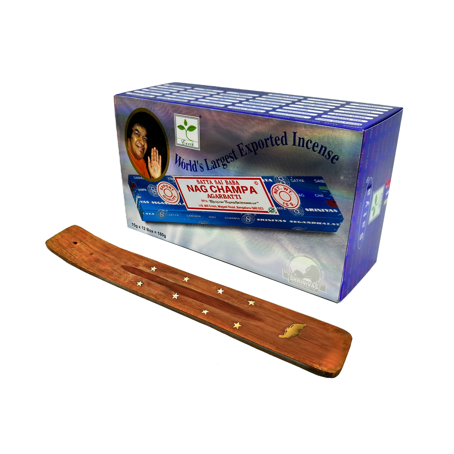 Incienso Nag Champa Agarbatti | Varitas de Incienso | Caja de 12PZ con Porta Incienso TABLITA