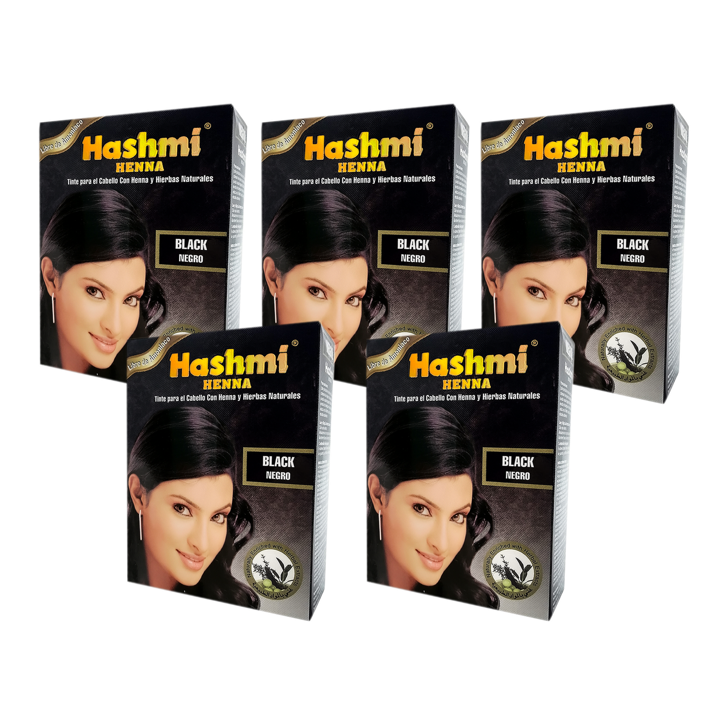 Henna Tinte para Cabello Hashmi (NEGRO) 100% Natural | 5 PIEZAS