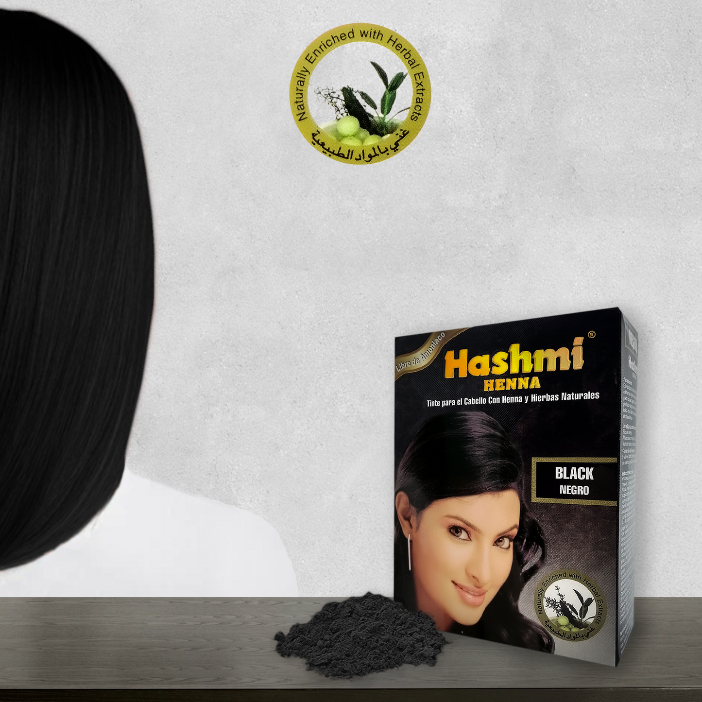 Henna Tinte para Cabello Hashmi (NEGRO) 100% Natural | 1 PIEZA