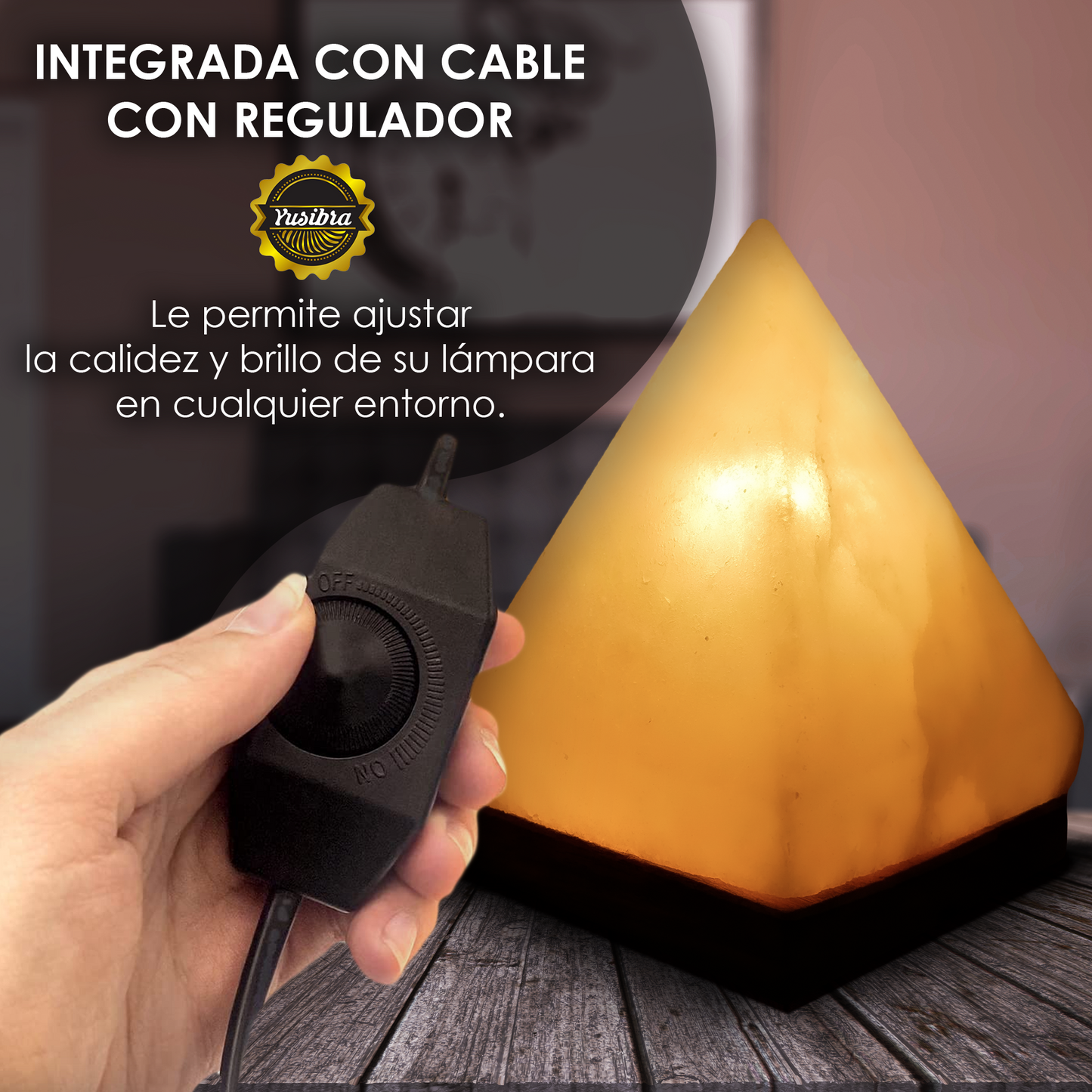 Lámpara de Sal Del Himalaya Figura Pirámide Blanca | Con cable Regulador y Focos