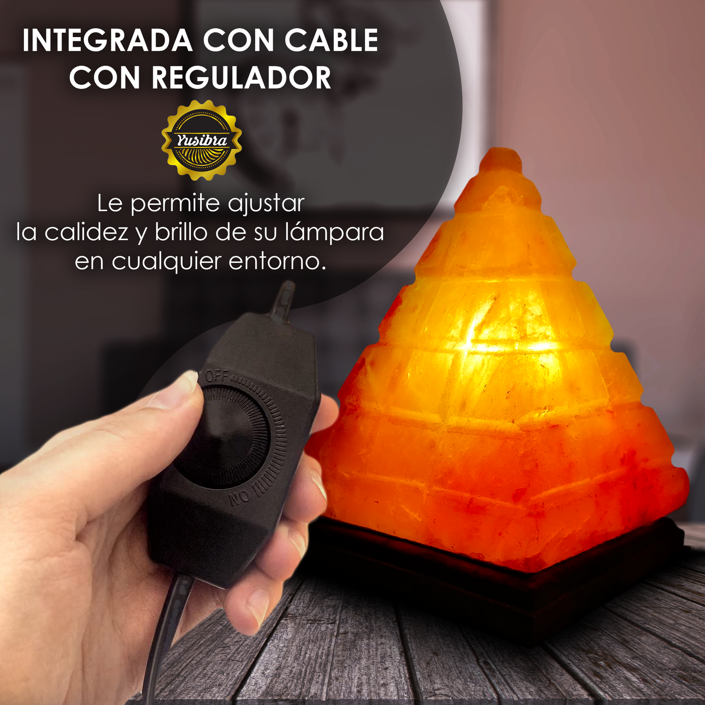 Lámpara de Sal Del Himalaya Figura Pirámide Cubo Chico | Con cable Regulador y Focos