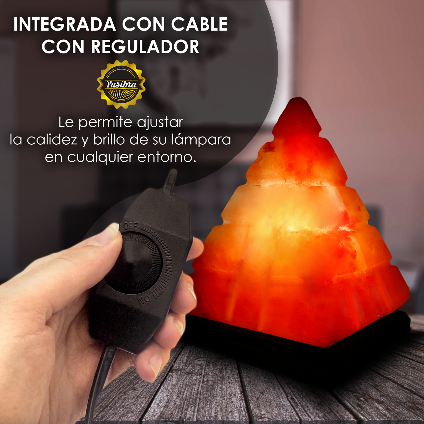 Lámpara de Sal Del Himalaya Figura Pirámide Cubo Grande | Con cable Regulador y Focos