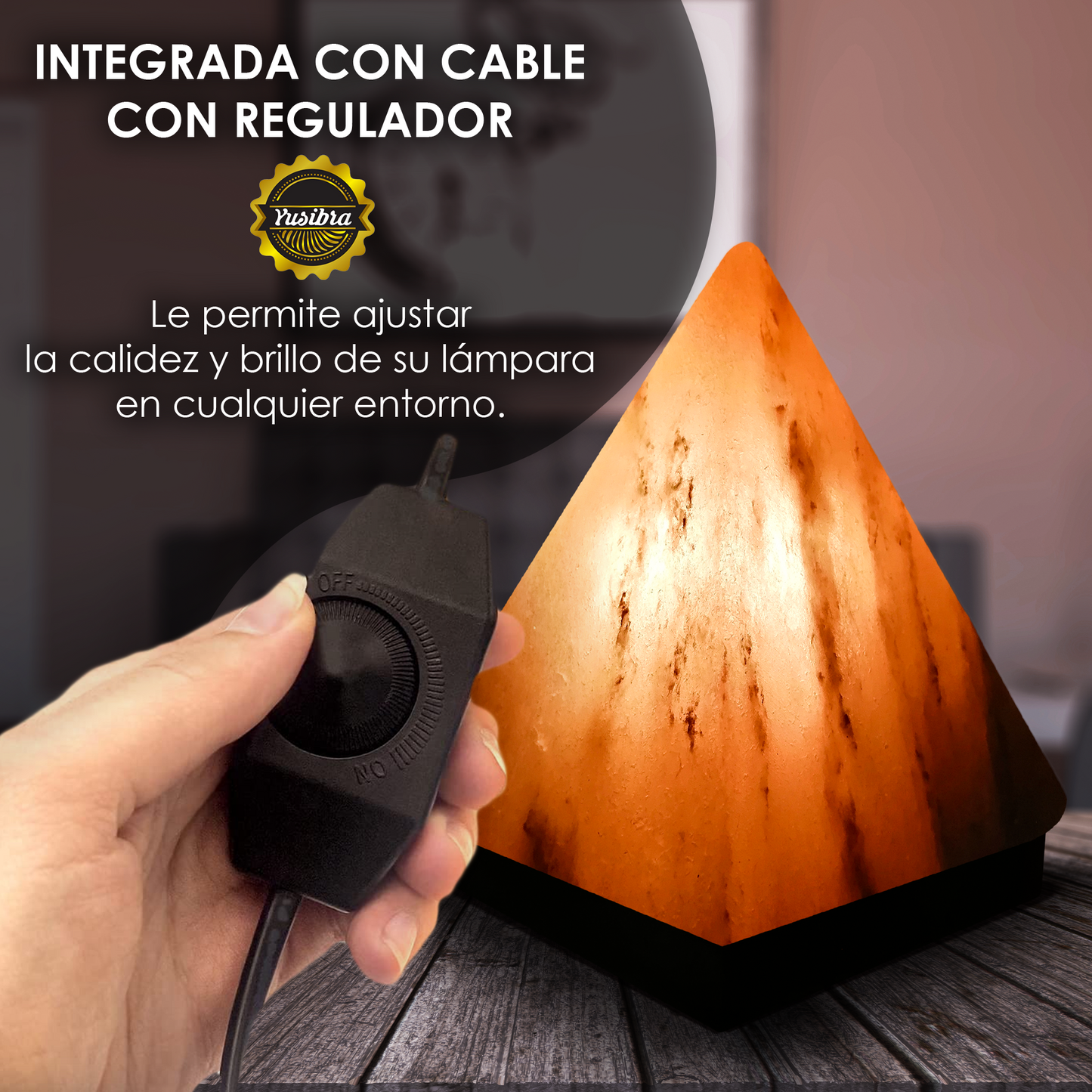 Lámpara de Sal Del Himalaya Figura Pirámide Gris | Con cable Regulador y Focos