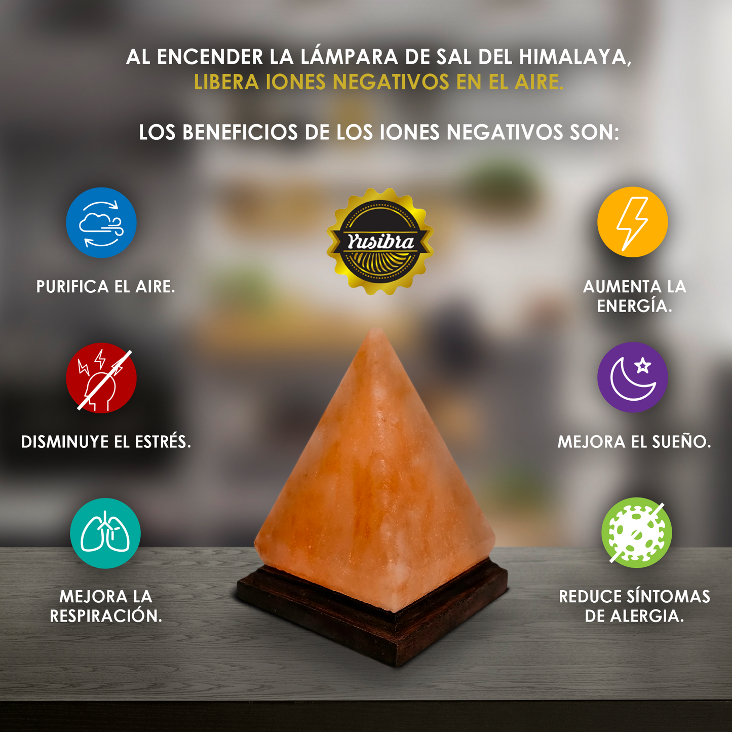 Lámpara de Sal Del Himalaya USB Figura Pirámide con Foco LED