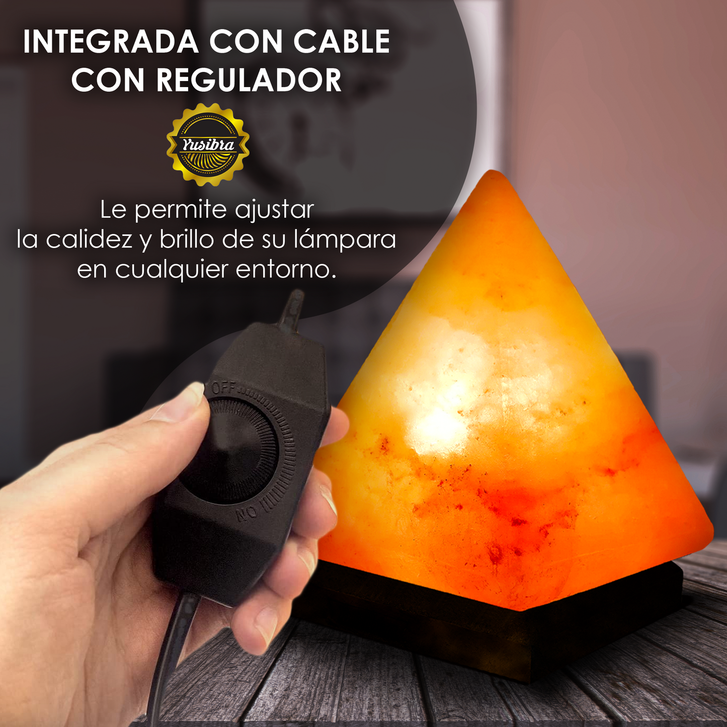 Lámpara de Sal Del Himalaya Figura Pirámide Rosa | Con cable Regulador y Focos