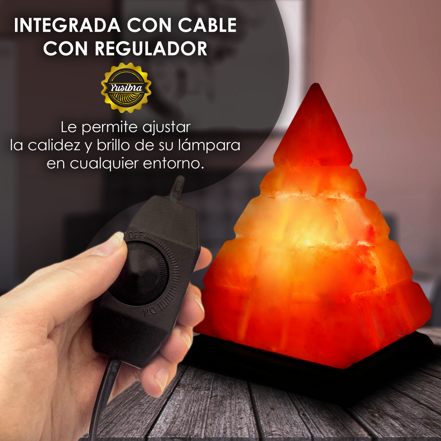 Lámpara de Sal Del Himalaya Figura Pirámide Punta Lisa | Con cable Regulador y Focos