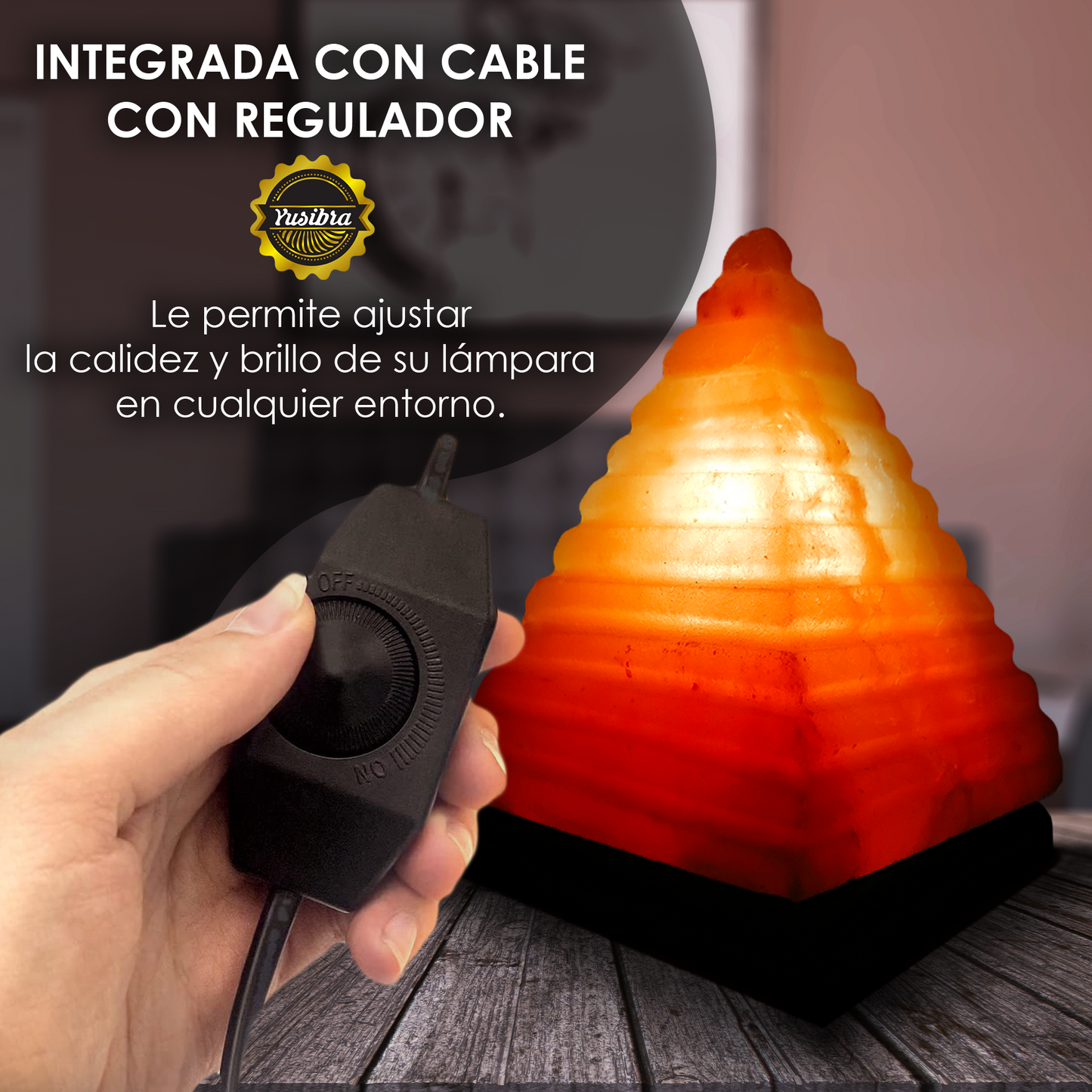 Lámpara de Sal Del Himalaya Figura Pirámide Rayas | Con cable Regulador y Focos