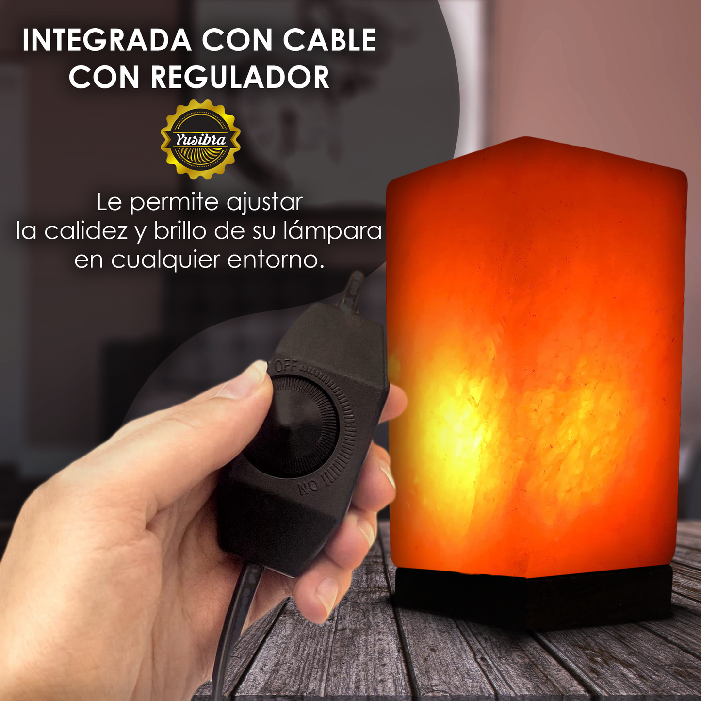 Lámpara de Sal Del Himalaya Figura Prisma | Con cable Regulador y Focos