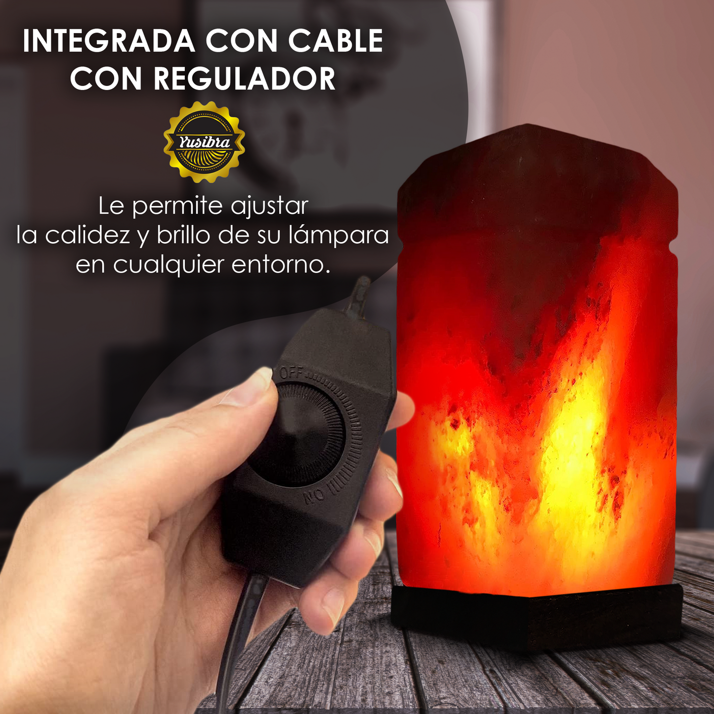 Lámpara de Sal Del Himalaya Figura Prisma con Punta | Con cable Regulador y Focos