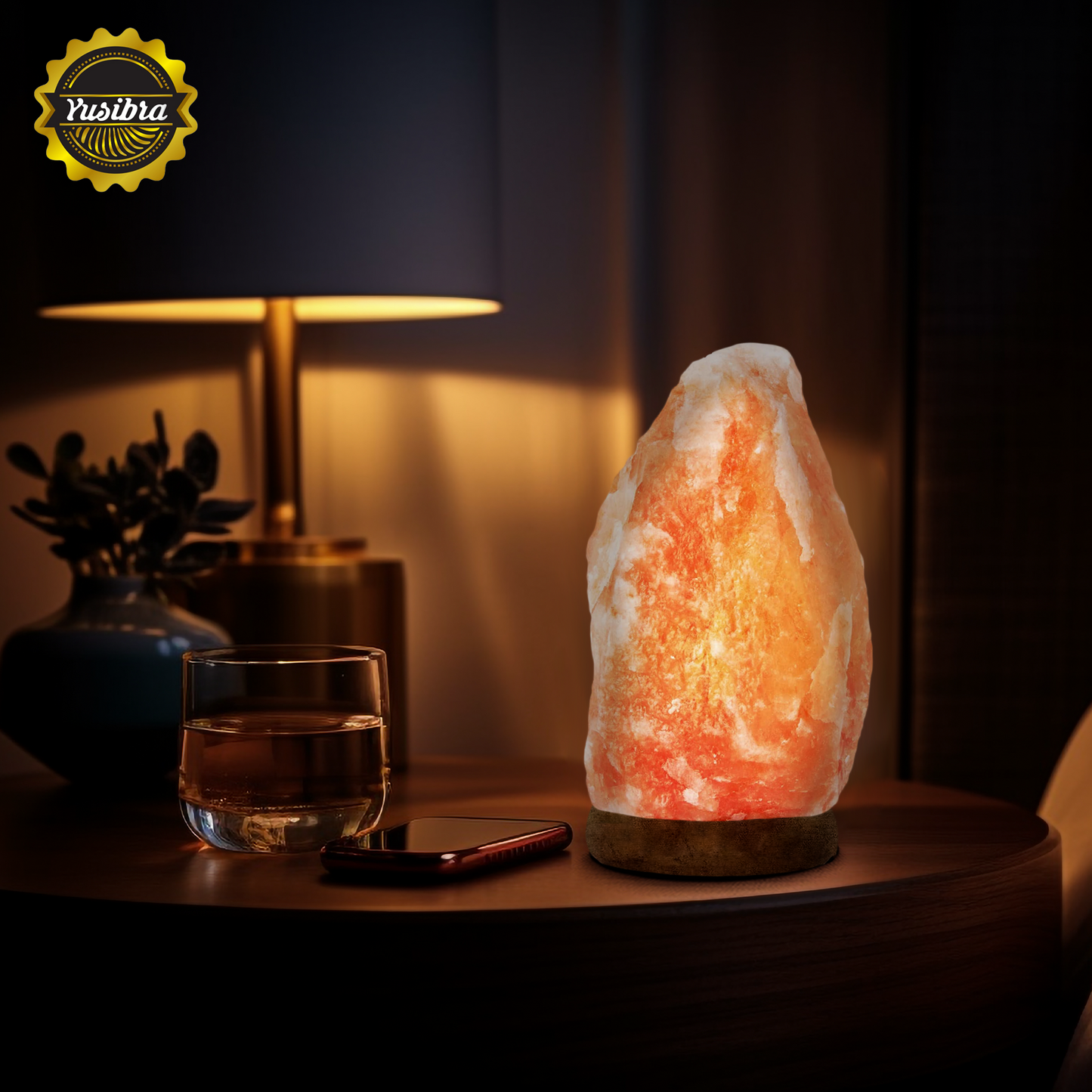 Lámpara de Sal Del Himalaya USB Figura Rústica con Foco LED